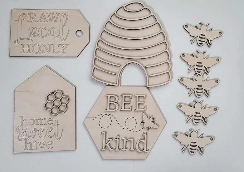 Bee Tiered Tray Bundle DIY - Bee Tiered Tray Decor - Wood Craft Kit - Do It Yourself - DIY Craft Kit - Honey Bee Decor DIY1167118562 - LaserOnTheHill