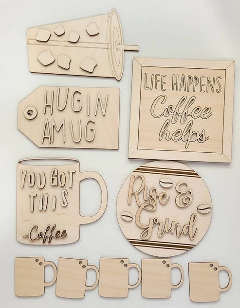 Coffee Tiered Tray Bundle DIY, Tiered Tray Decor blank, Wood Craft Kit, Do It Yourself, DIY Craft Kit, 3D Decor, Coffee Decor DIY1181118331 - LaserOnTheHill