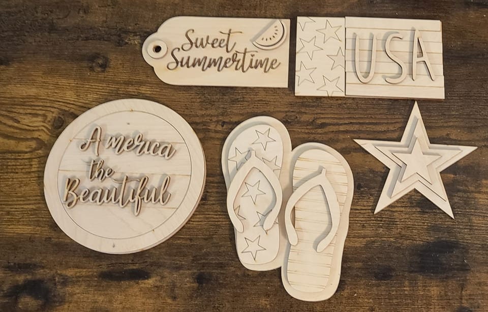 4th of July Tiered Tray Bundle DIY, Tiered Tray Decor blank, Wood Craft Kit, Do It Yourself, DIY Craft Kit, 3D Decor, Patriotic Decor DIY1215228520 - LaserOnTheHill