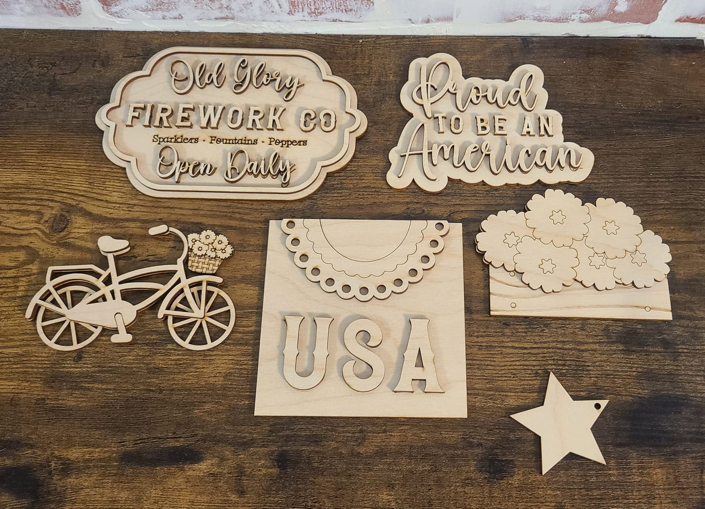 4th of July Tiered Tray Bundle DIY, Tiered Tray Decor blank, Wood Craft Kit, Do It Yourself, DIY Craft Kit, 3D Decor, Patriotic Decor DIY1221684300 - LaserOnTheHill