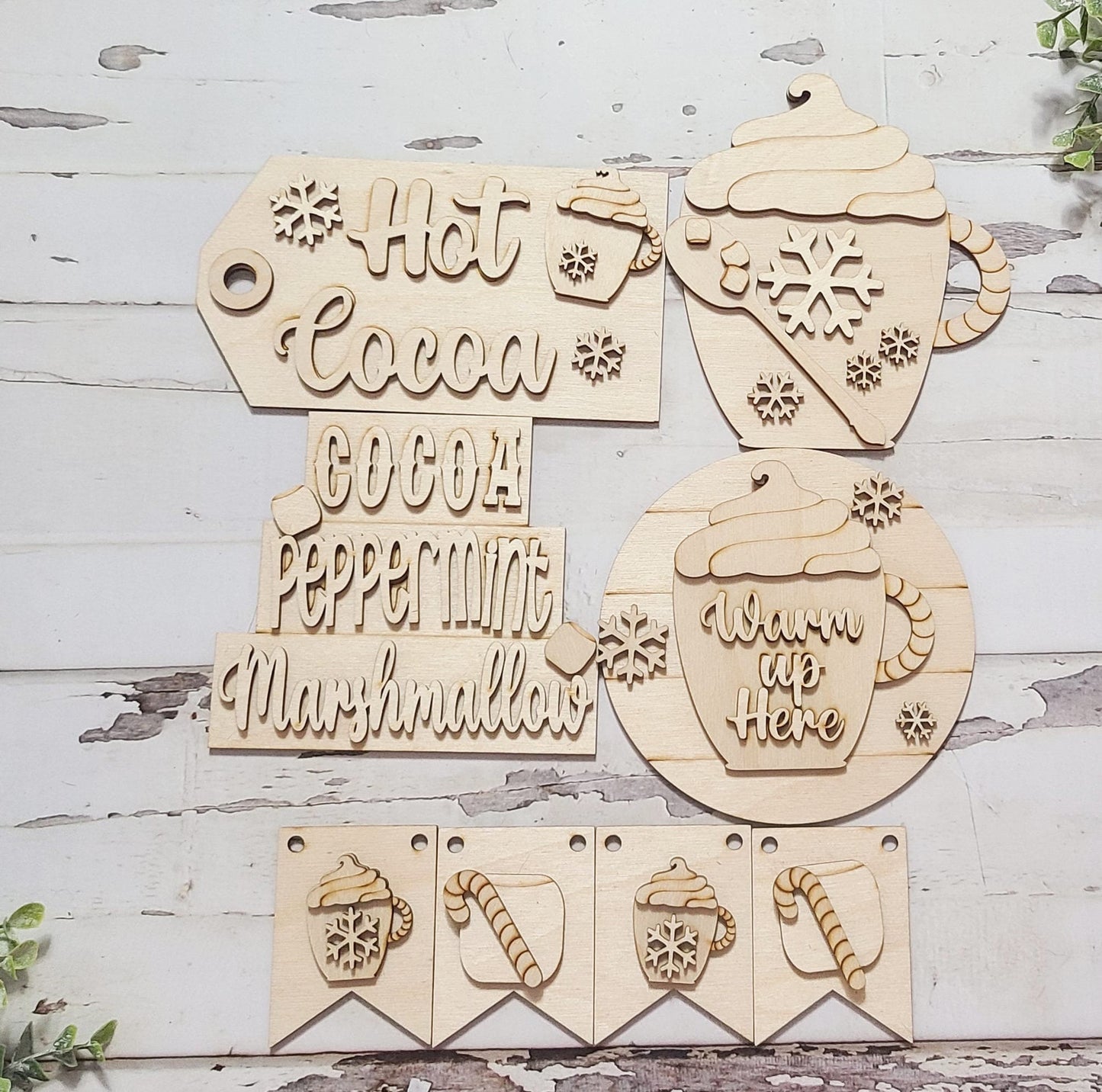 Hot Chocolate tiered tray decor, Unfinished wood blanks, DIY Winter decor, DIY tiered tray decor, Make your own tiered tray decor1308317607 - LaserOnTheHill