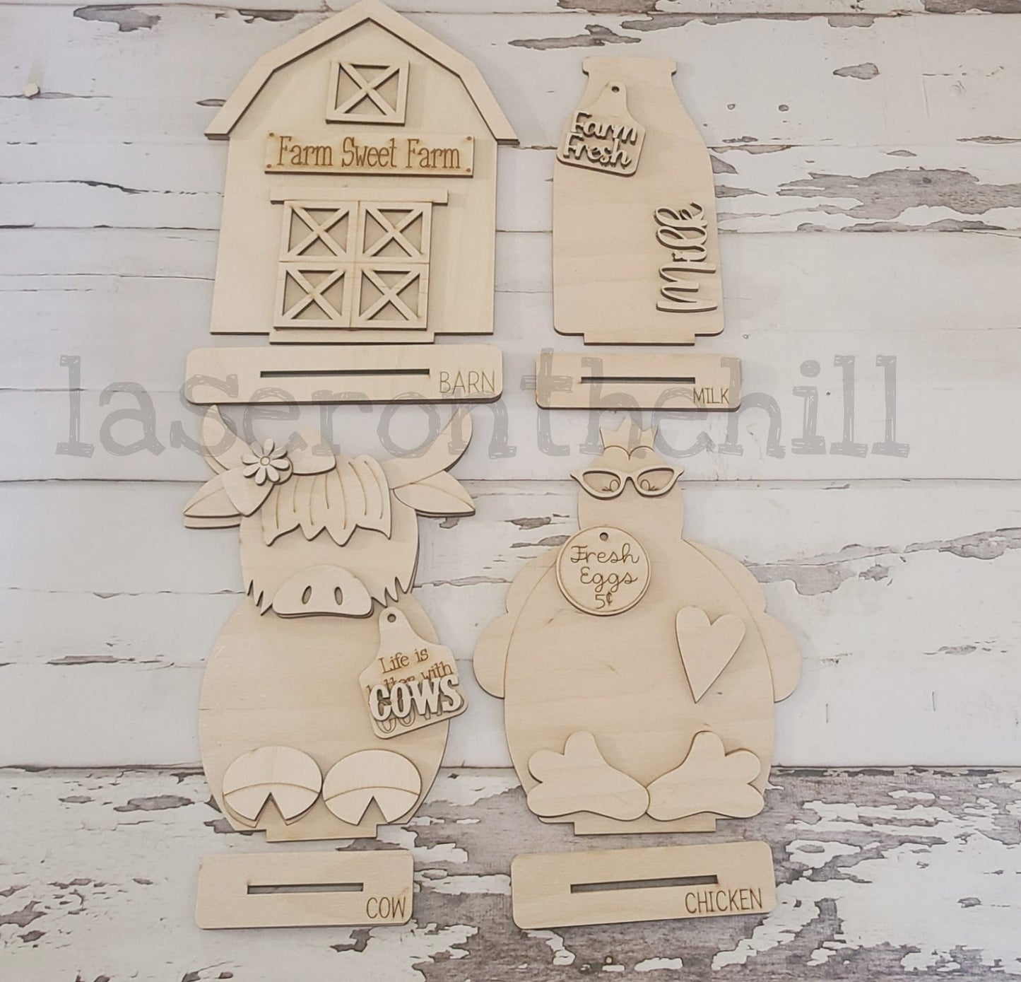 Highland cow shelf sitter wood blank diy, Cow tiered tray blank decor, Highland Cow decor, Baby Highland Cow DIY, Farm Shelf Sitter1439041564 - LaserOnTheHill