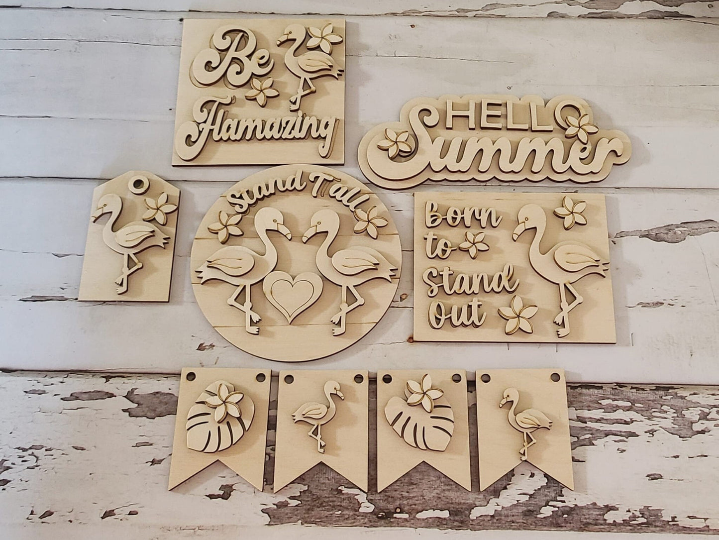Flamingo tiered tray decor blank, Summer diy home decor, Summer tiered tray blank, DIY flamingo, Blank wood craft kit1448168436 - LaserOnTheHill