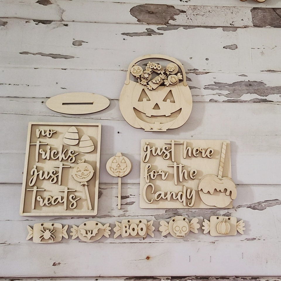 Halloween tiered tray decor bundle, Halloween tiered tray blanks, Fall decor blanks, Halloween DIY decor1553914320 - LaserOnTheHill
