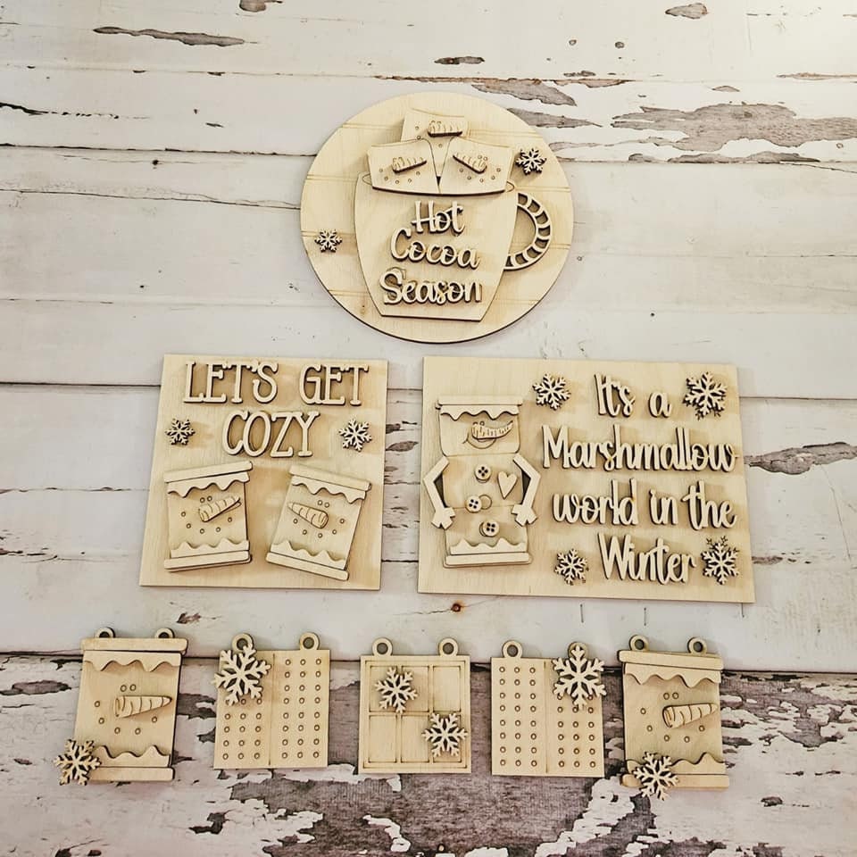 Winter tiered tray decor, Unfinished wood blanks, DIY Winter decor, DIY tiered tray decor, Make your own tiered tray decor1607366293 - LaserOnTheHill