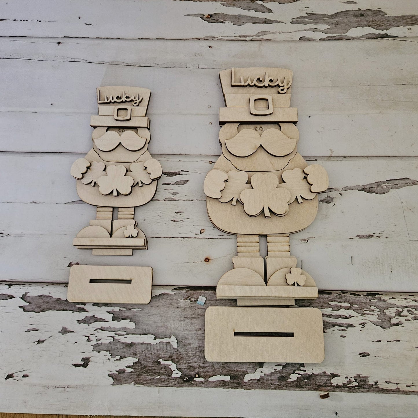 St Patrick's Gnome shelf sitter wood blank diy, Leprechaun tiered tray blank decor, Spring decor, March gnome DIY, Winter Shelf Sitter1669487601 - LaserOnTheHill