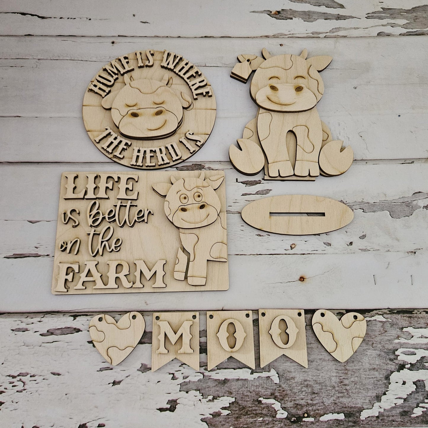 Highland cow tiered tray decor, Unfinished wood blanks, DIY cow decor, DIY tiered tray decor, Make your own tiered tray decor Hyland cows1669805681 - LaserOnTheHill