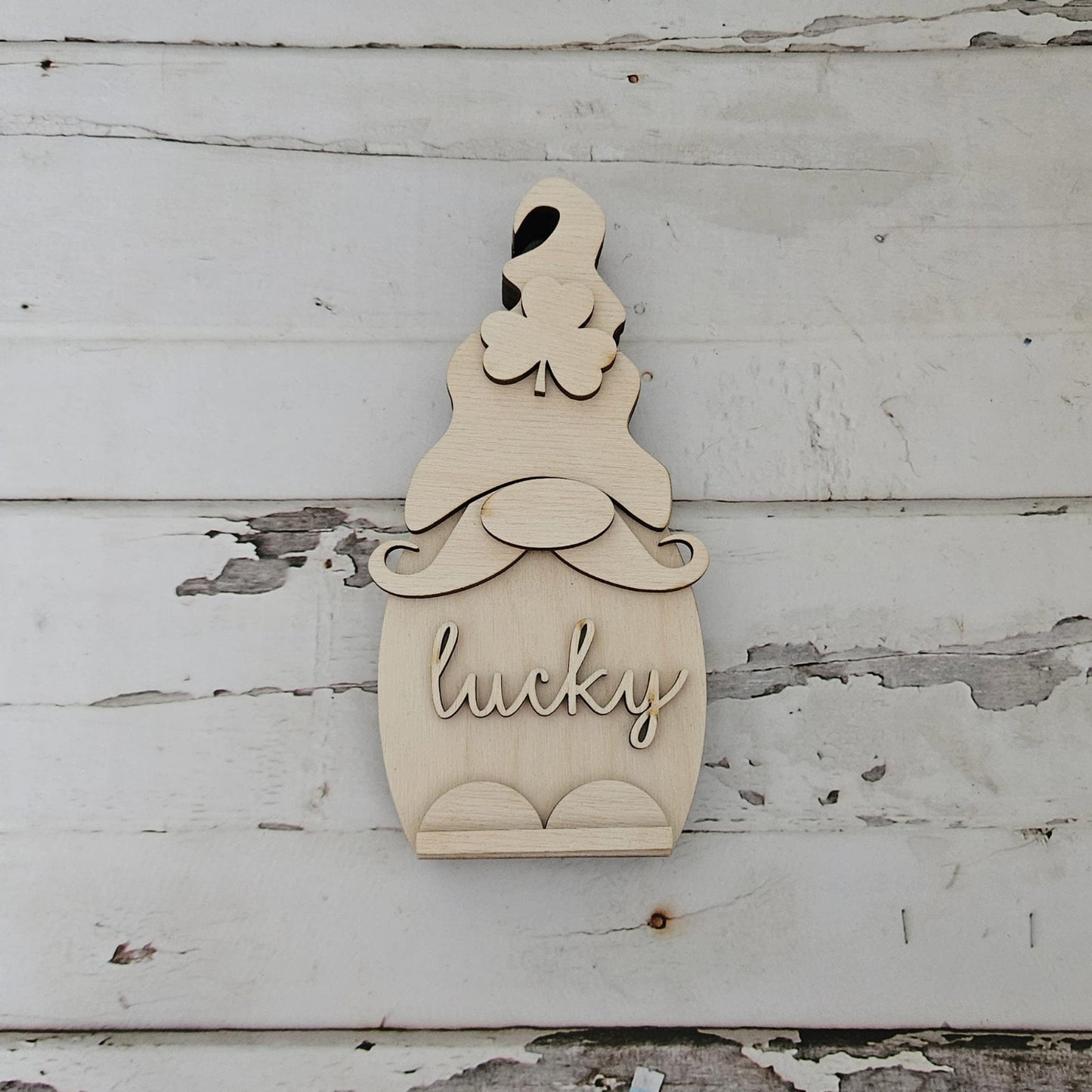 St Patrick's Gnome shelf sitter wood blank diy, Leprechaun tiered tray blank decor, Spring decor, March gnome DIY, Winter Shelf Sitter1663645467 - LaserOnTheHill