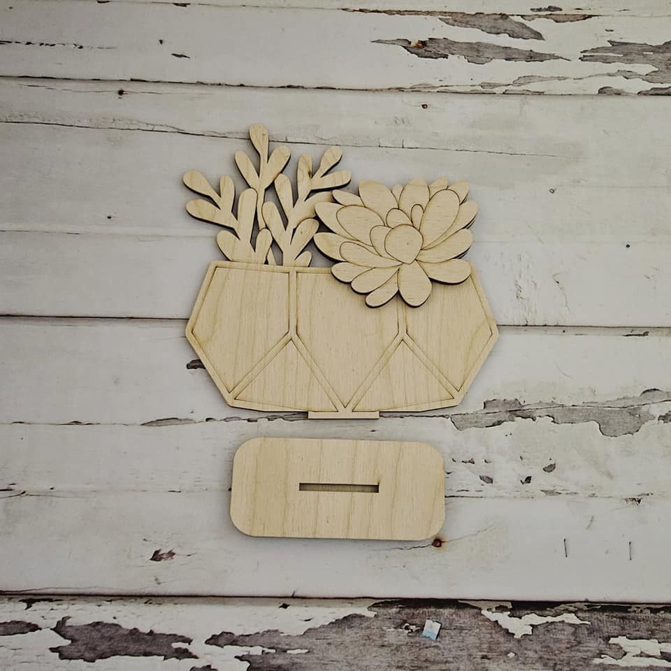 Succulent Gnome shelf sitter wood blank diy, Succulent tiered tray blank decor, Plant decor, DIY, Plant Shelf Sitter, Succulent diy kit - LaserOnTheHill