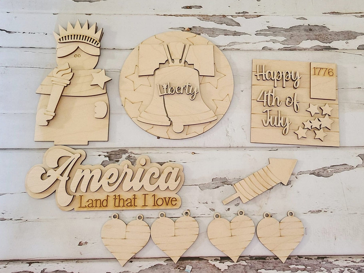 4th of July Tiered Tray Bundle DIY, Tiered Tray Decor blank, Wood Craft Kit, Do It Yourself, DIY Craft Kit, 3D Decor, Patriotic Decor DIY1462320989 - LaserOnTheHill