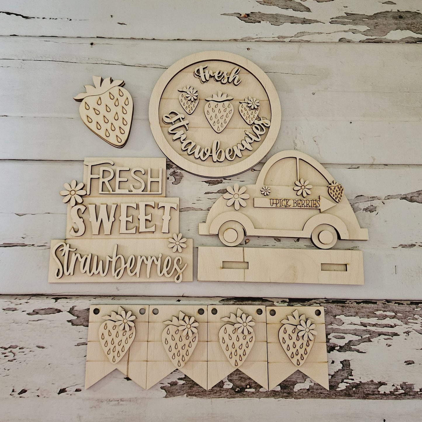 Strawberry tiered tray diy blank, make your own summer strawberry decor, DIY summer fruit signs, Strawberry wood blank, Summer tiered tray1677156042 - LaserOnTheHill