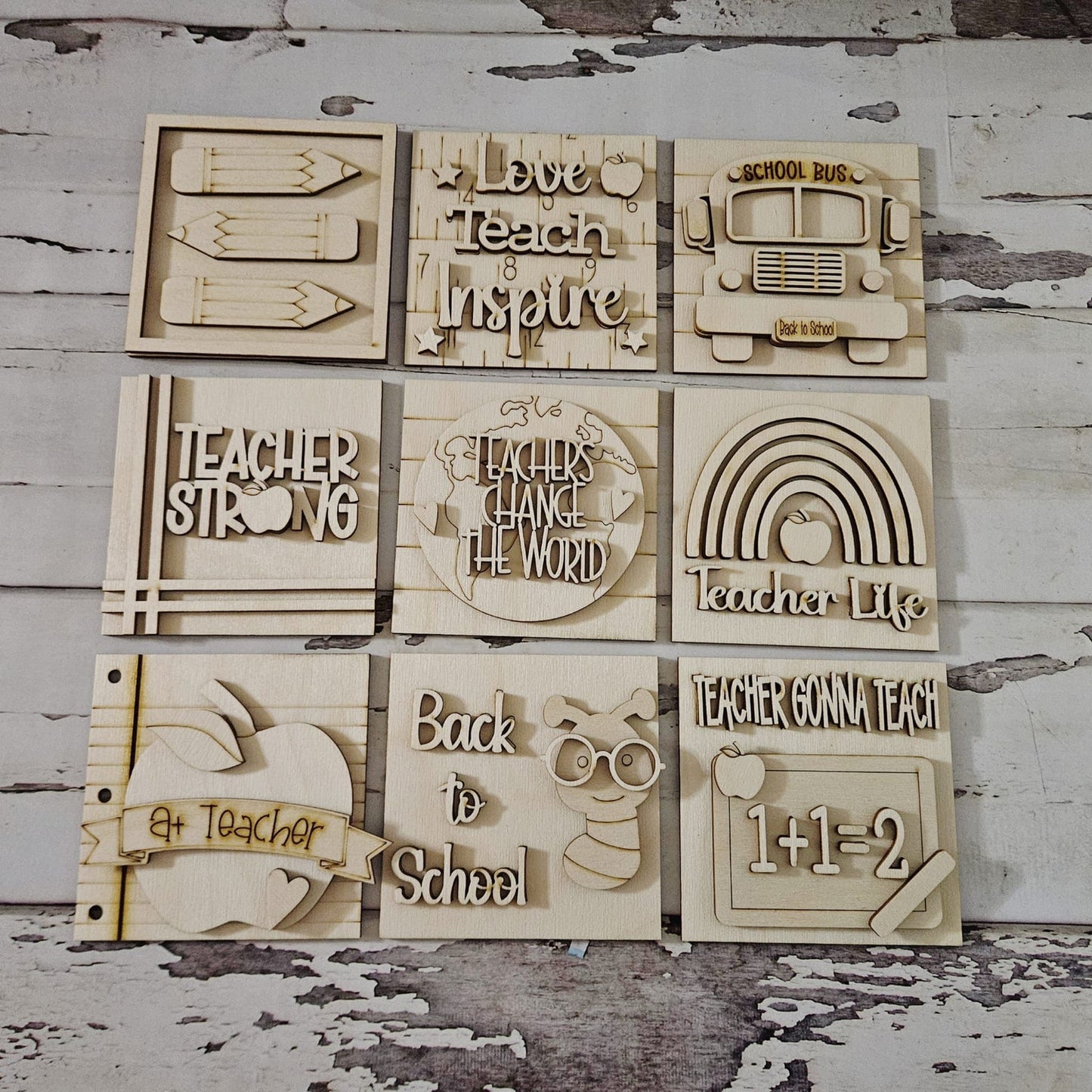 Teacher interchangeable signs - Diy school home decor - diy teach tiered tray decor - Make your own classroom decor -diy Wood blank1689201679 - LaserOnTheHill