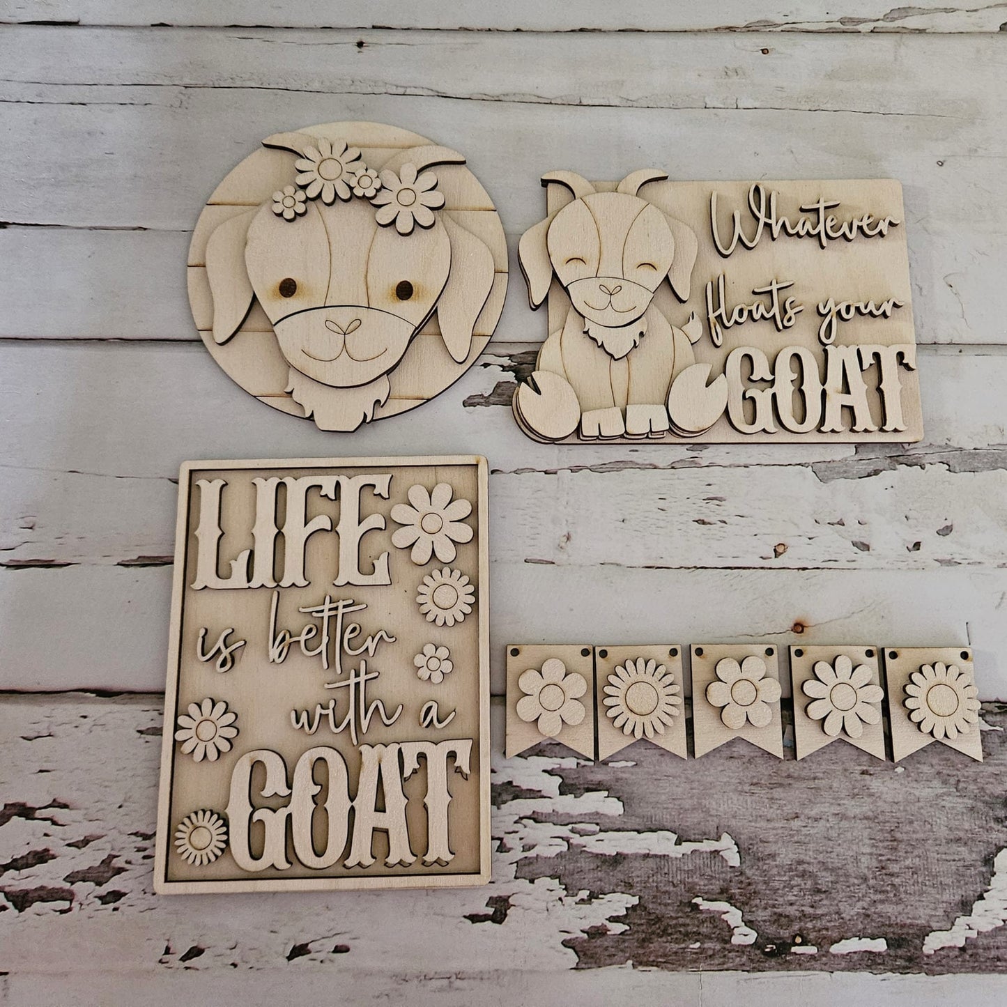 Goat tiered tray decor, Unfinished wood blanks, DIY farm decor, DIY tiered tray decor, Make your own tiered tray decor Goat farmer1705332501 - LaserOnTheHill