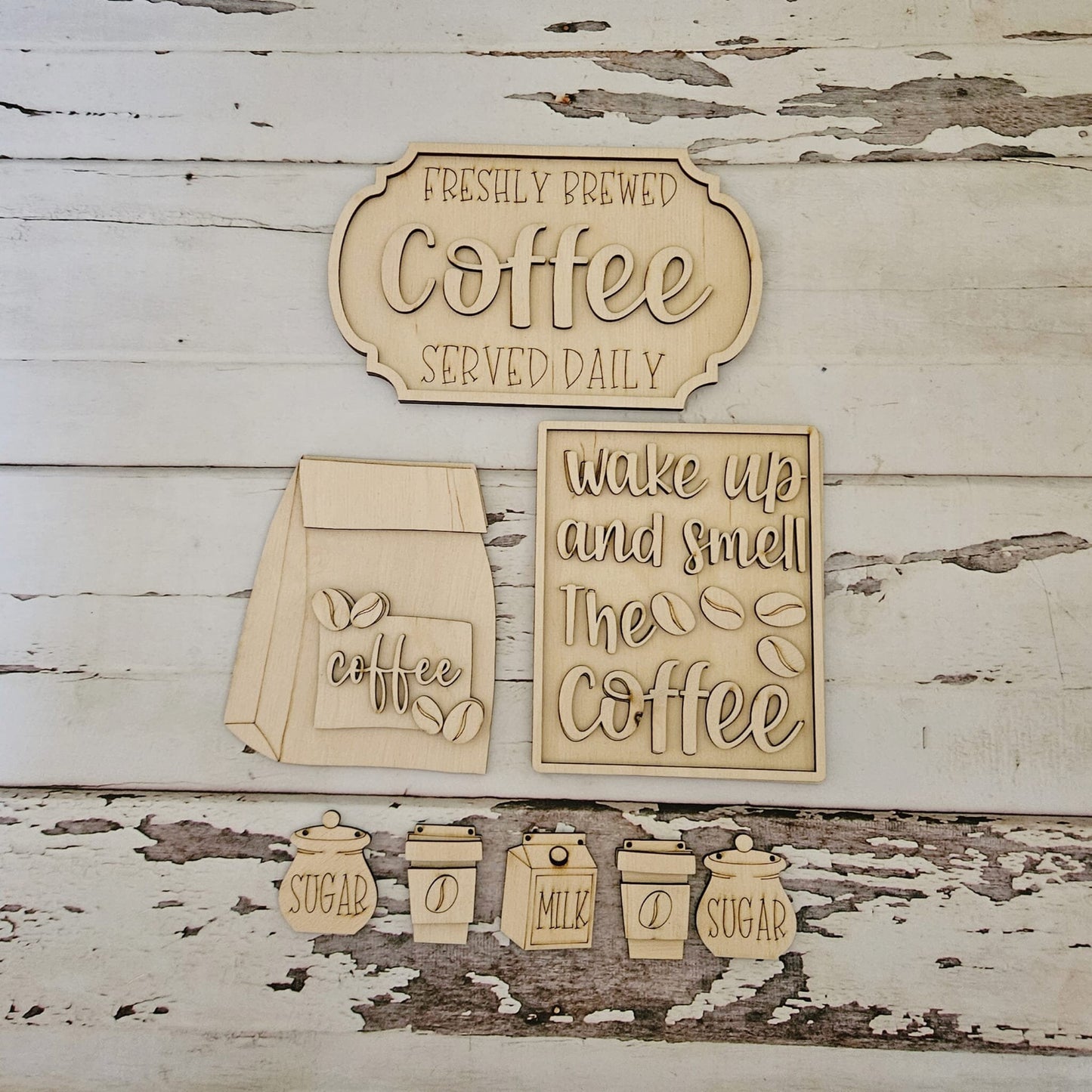 Coffee Tiered Tray Bundle DIY, Tiered Tray Decor blank, Wood Craft Kit, Do It Yourself, DIY Craft Kit, 3D Decor, Coffee Decor DIY1688074952 - LaserOnTheHill