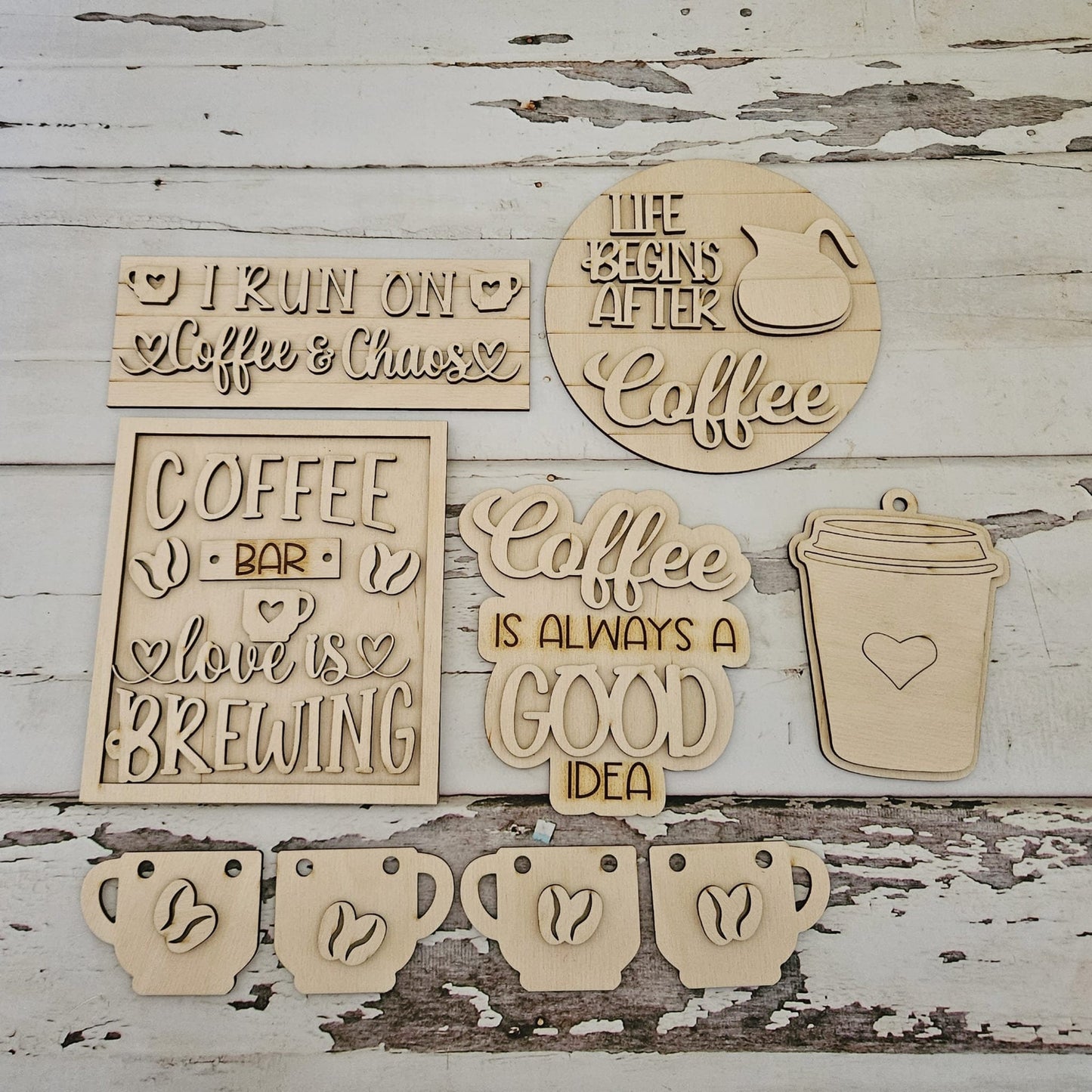 Coffee Tiered Tray Bundle DIY, Tiered Tray Decor blank, Wood Craft Kit, Do It Yourself, DIY Craft Kit, 3D Decor, Coffee Decor DIY1702266245 - LaserOnTheHill