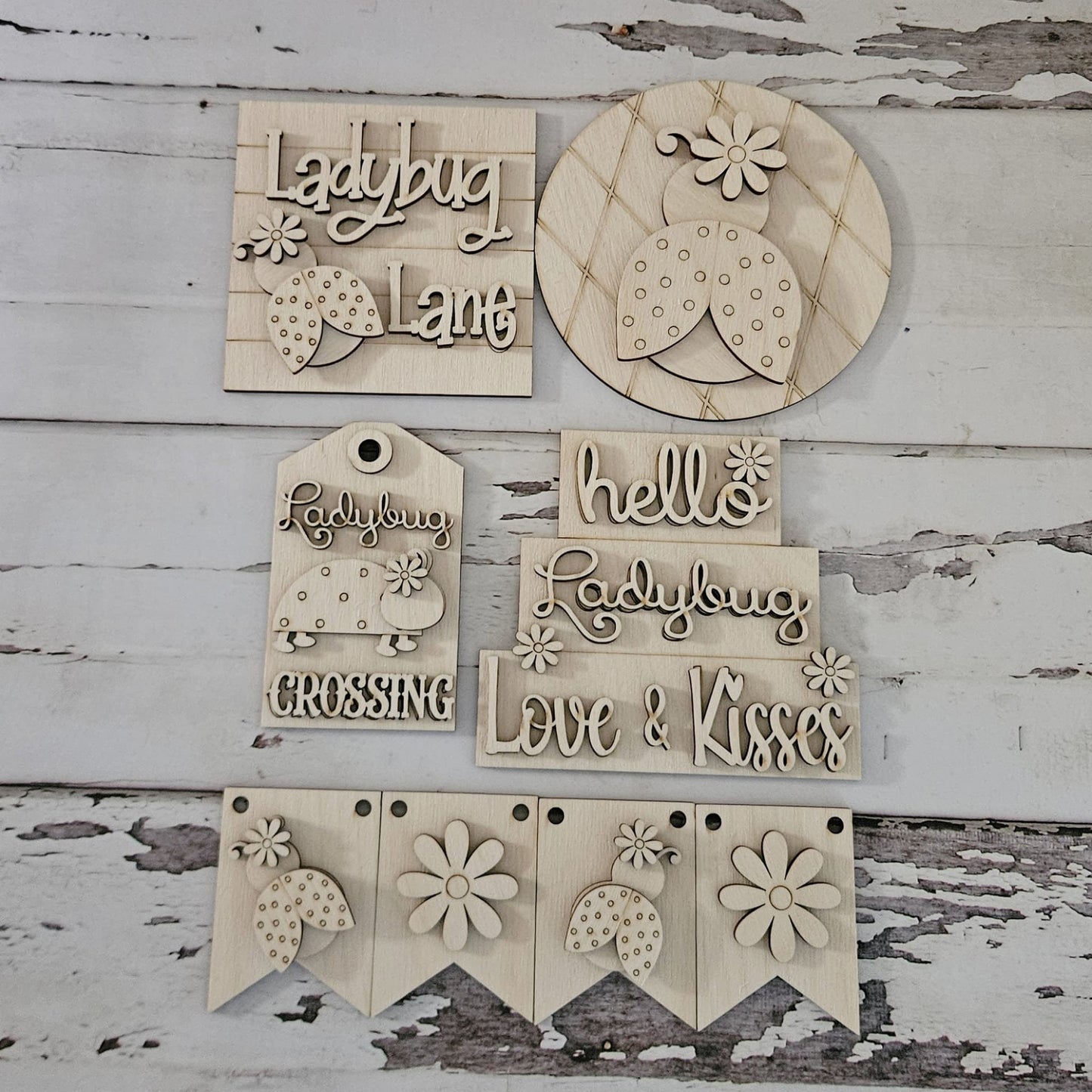 Ladybug tiered tray decor blank. Make your own tiered tray bundle. Spring Tier decor, Summer decor, Ladybug mini signs, Tier tray kit, DIY1703670680 - LaserOnTheHill