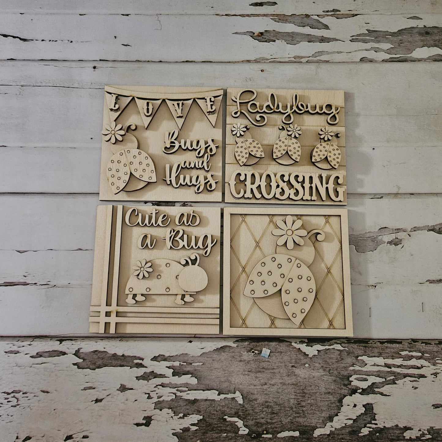 Ladybug tiered tray decor blank. Make your own tiered tray bundle. Spring Tier decor, Summer decor, Ladybug mini signs, Tier tray kit, DIY1703672360 - LaserOnTheHill