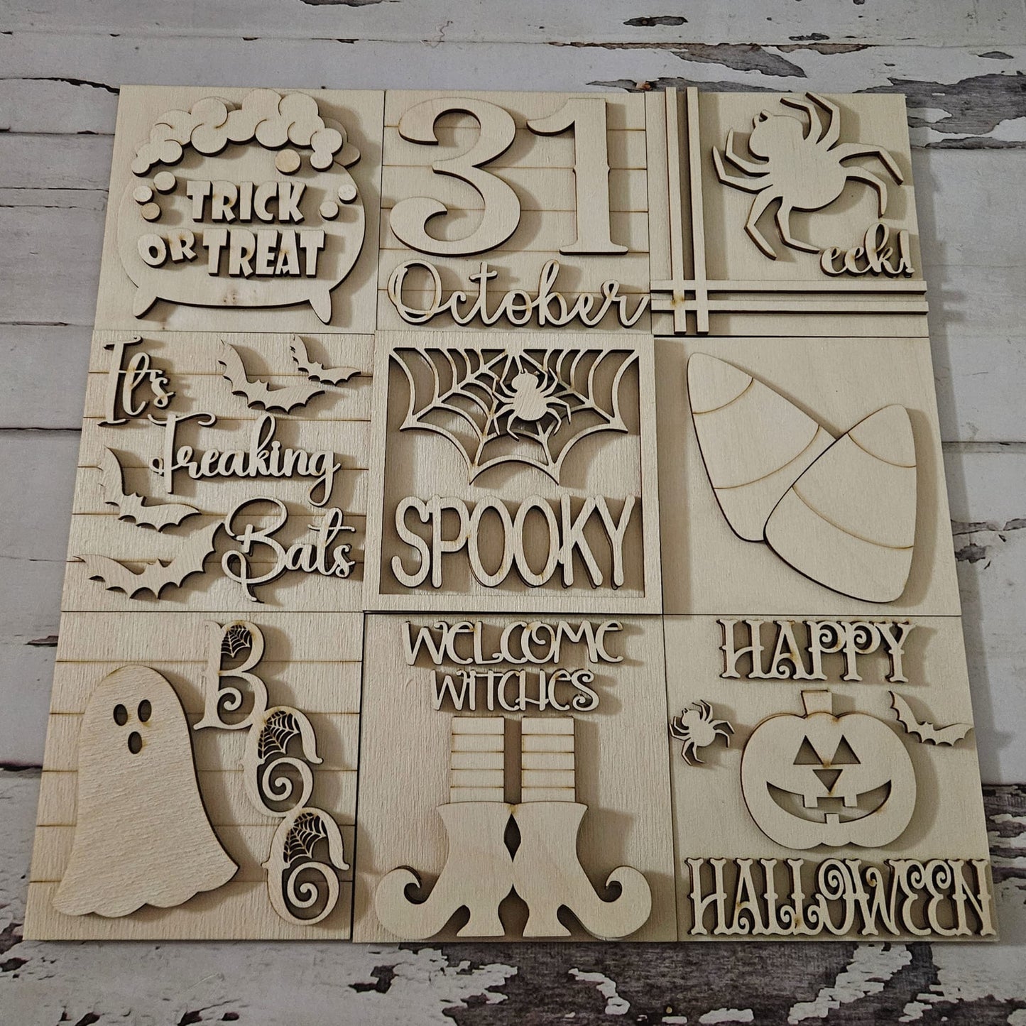 Halloween tiered tray decor bundle - Halloween tiered tray blanks - Fall decor blanks - Halloween DIY decor - Halloween wood blanks1704167954 - LaserOnTheHill