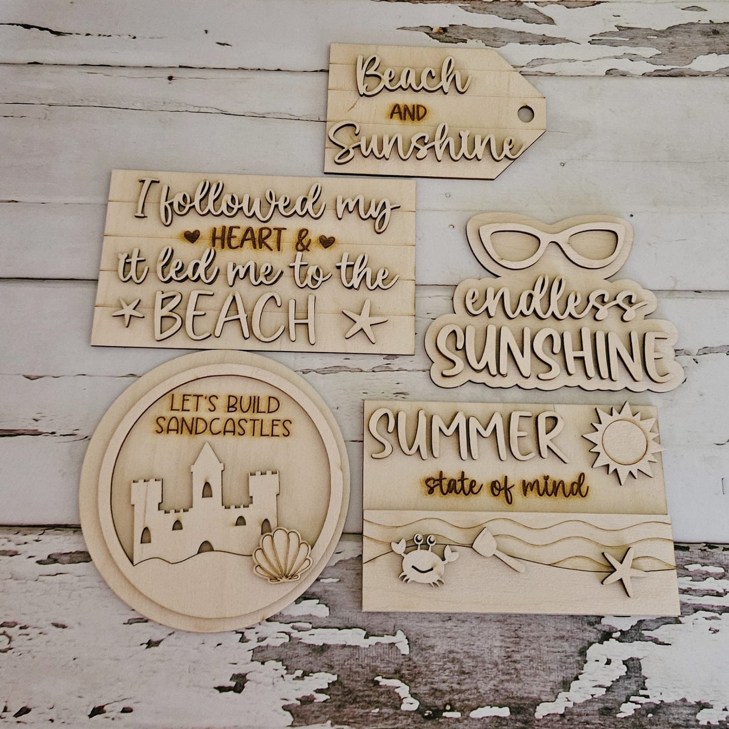Summer beach tiered tray wood blank - Summer wood blanks - Blank tiered tray decor - diy home decor - Summer home decor blanks1729781923 - LaserOnTheHill