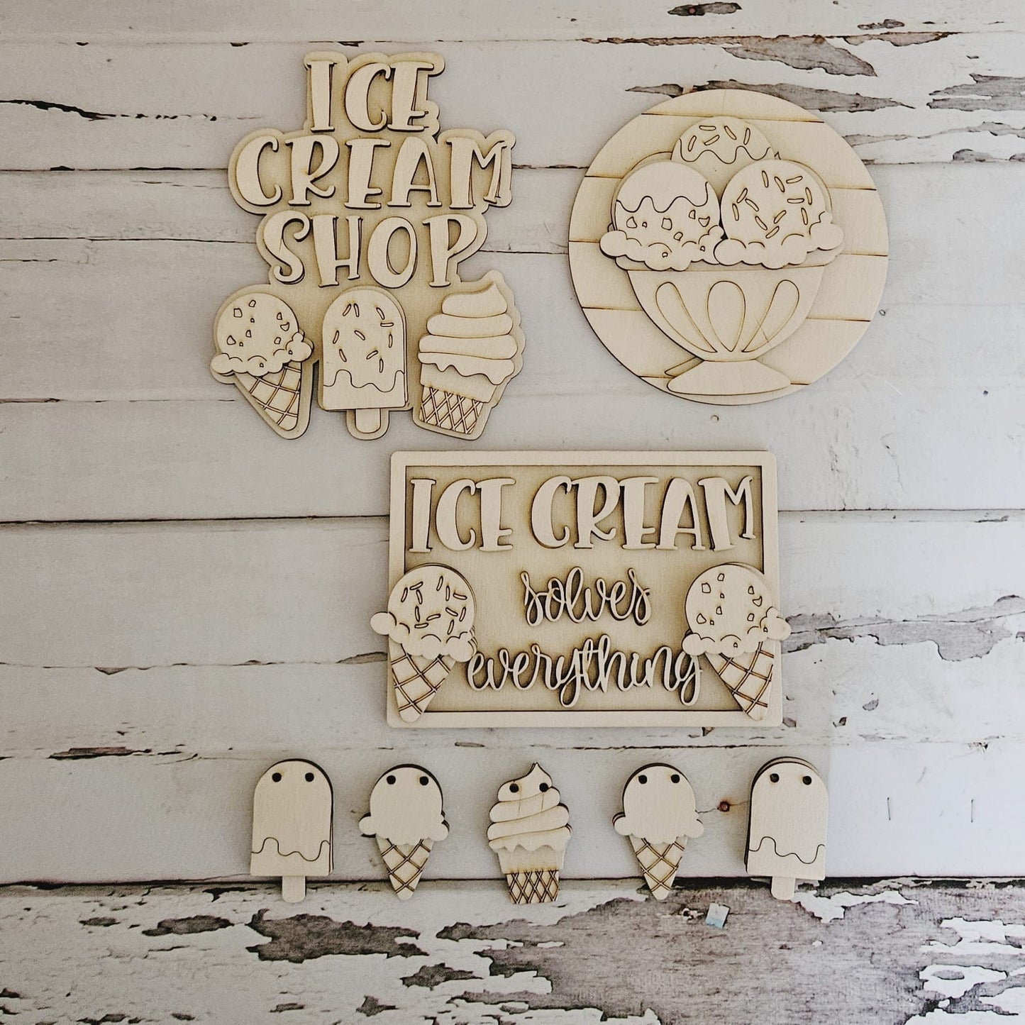 Ice cream tiered tray wood blank - Summer diy home decor - Wood blanks - DIY ice cream decor - Make your own summer decor - Ice cream1719054008 - LaserOnTheHill