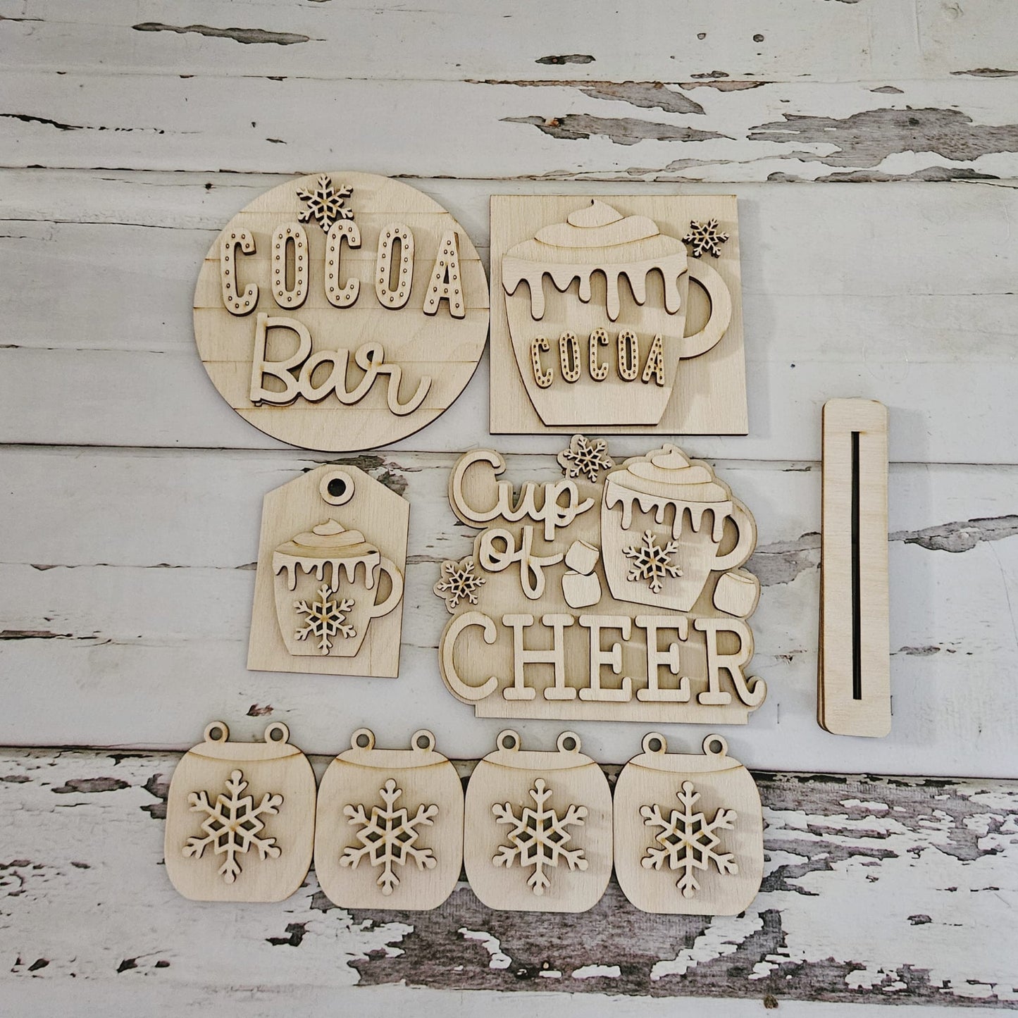 Hot Chocolate tiered tray decor, Unfinished wood blanks, DIY Winter decor, DIY tiered tray decor, Make your own tiered tray decor1736610038 - LaserOnTheHill