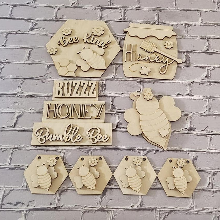 Bee Tiered Tray Bundle DIY - Bee Tiered Tray Decor - Wood Craft Kit - Do It Yourself - DIY Craft Kit - Honey Bee Decor DIY1400640843 - LaserOnTheHill