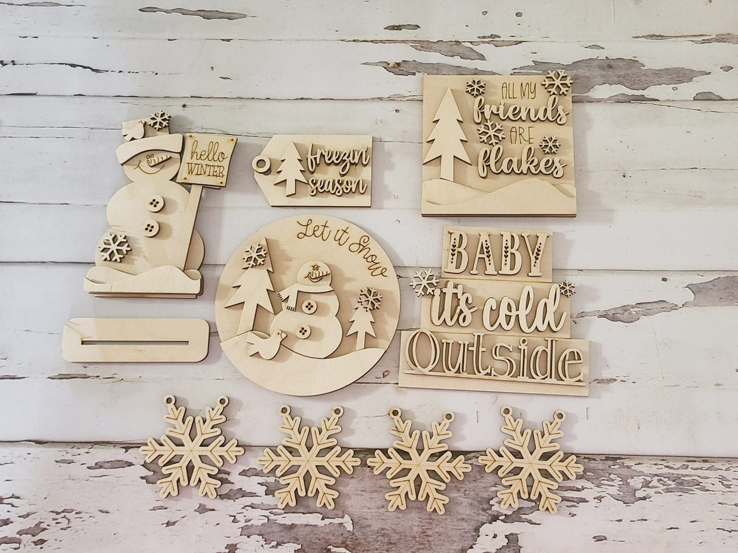 Winter tiered tray decor, Unfinished wood blanks, DIY Winter decor, DIY tiered tray decor, Make your own tiered tray decor1512393143 - LaserOnTheHill