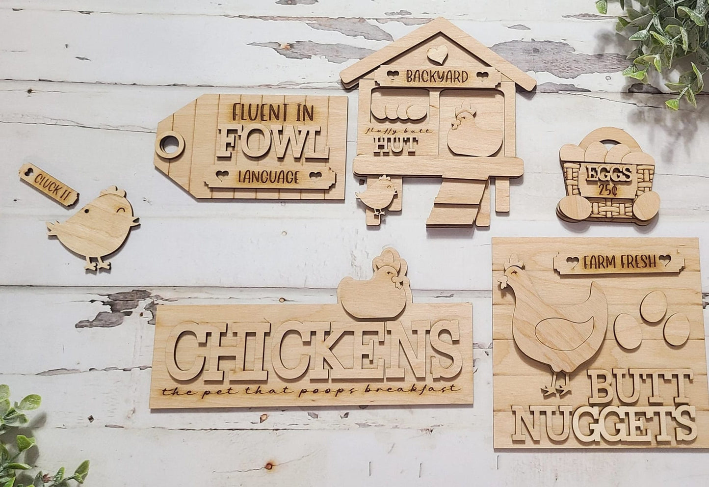 Chicken tiered tray decor, Unfinished wood blanks, DIY chicken decor, DIY tiered tray decor, Make your own tiered tray decor Chicken farmer1293744570 - LaserOnTheHill