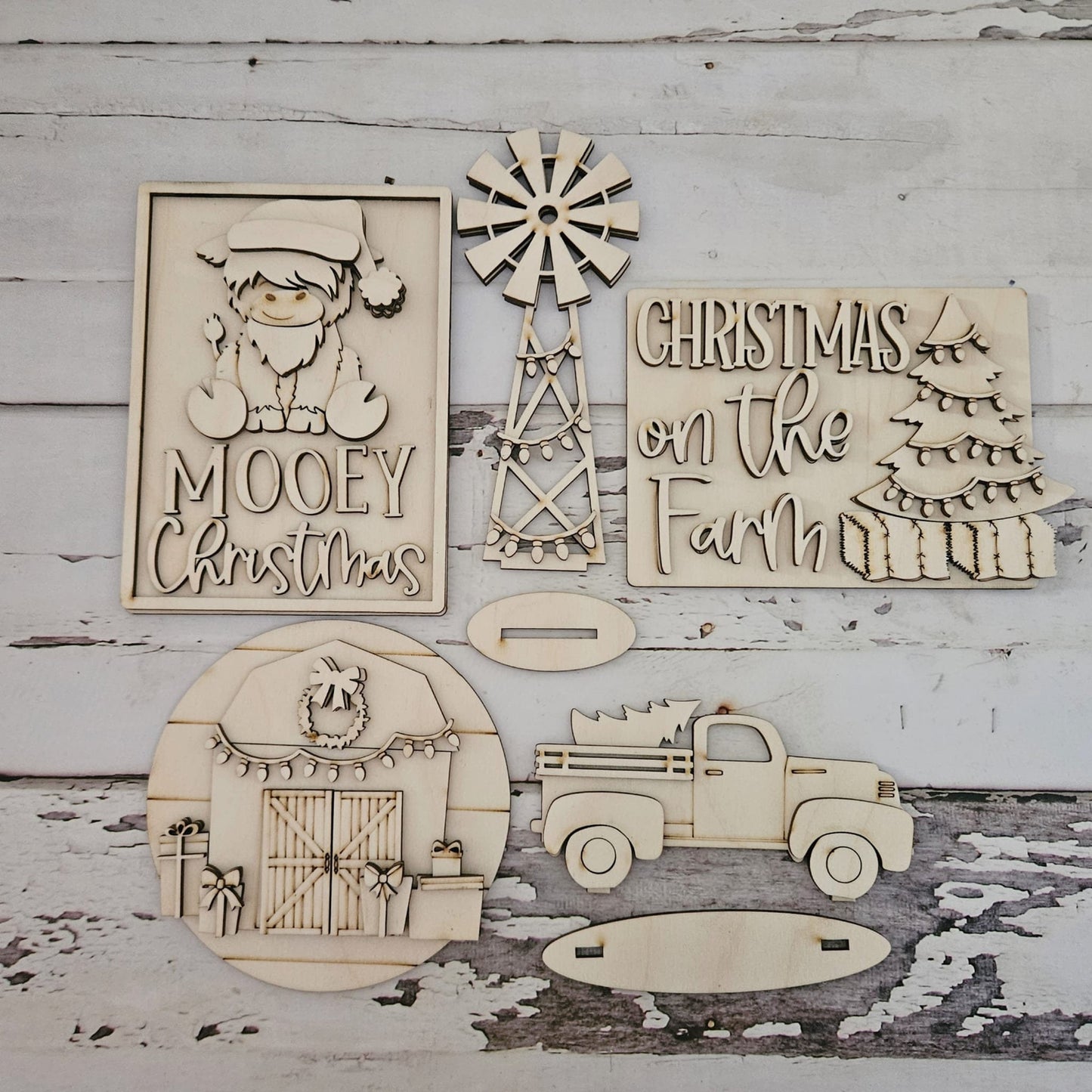 Highland cow Christmas tiered tray blank | Farmhouse Christmas DIY | Farmhouse Christmas tiered tray blank | DIY Christmas home decor1779653374 - LaserOnTheHill