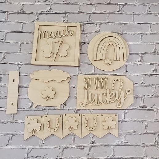 St Patrick's day tiered tray decor diy blank, Tiered Tray Decor blank, Wood Craft Kit, Do It Yourself, DIY Craft Kit, leprechaun Decor DIY1369205092 - LaserOnTheHill