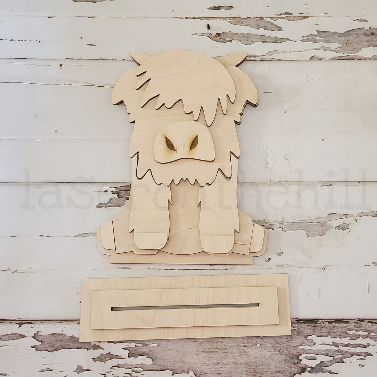 Highland cow shelf sitter wood blank diy, Cow tiered tray blank decor, Highland Cow decor, Baby Highland Cow DIY, Farm Shelf Sitter1438931136 - LaserOnTheHill