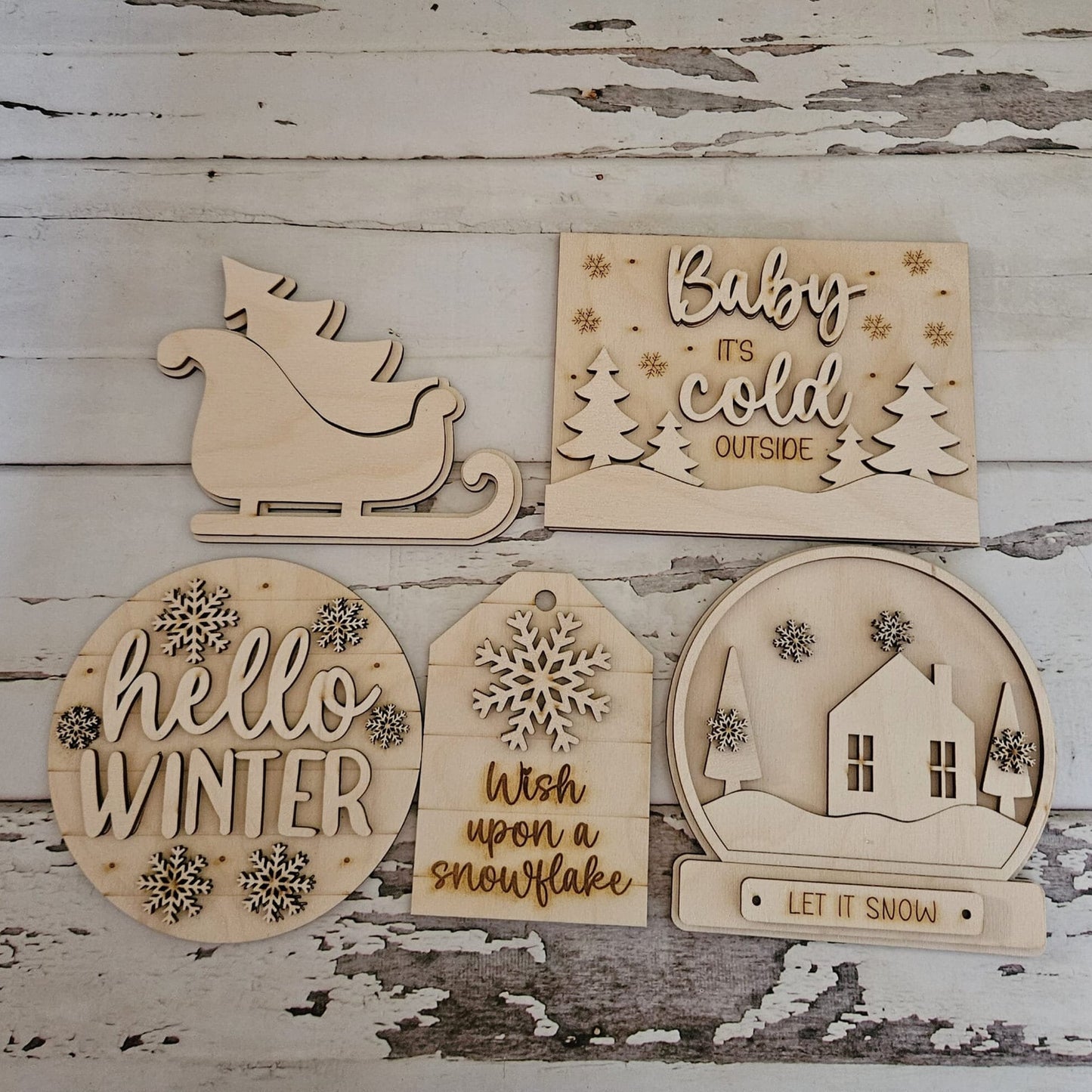 Winter tiered tray decor, Unfinished wood blanks, DIY Winter decor, DIY tiered tray decor, Make your own tiered tray decor1783726930 - LaserOnTheHill