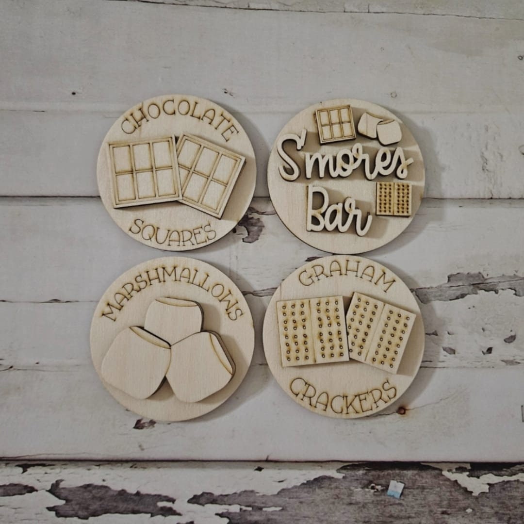 Smores interchangeable sign wood blank - DIY smores decor - Smores tiered tray blank - Interchangeable home decor - DIY crafts - Tiered tray - LaserOnTheHill