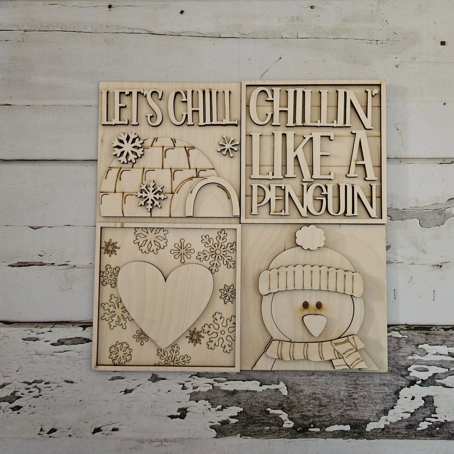 Penguin interchangeable signs - Winter interchangeable signs - DIY winter penguin home decor - DIY interchangeable signs - Wood blanks - LaserOnTheHill