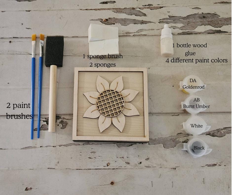 DIY Sunflower Tiered Tray Decor – Unfinished Wood Sign Blanks