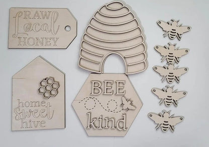 Bee Tiered Tray Bundle DIY - Bee Tiered Tray Decor - Wood Craft Kit - Do It Yourself - DIY Craft Kit - Honey Bee Decor DIY - LaserOnTheHill