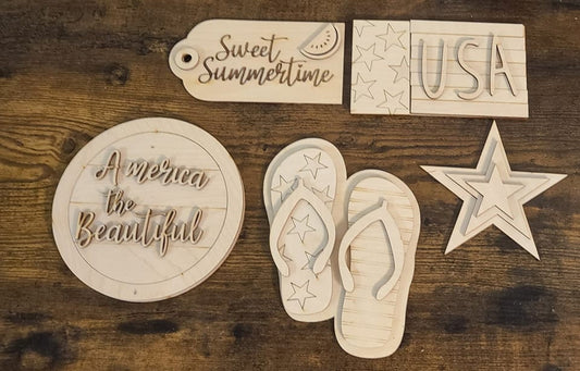 4th of July Tiered Tray DIY Kit, Patriotic Decor