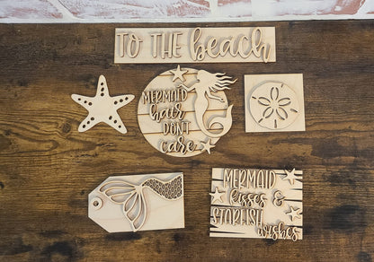 Mermaid Tiered Tray Signs, Summer Coastal Decor (DIY)