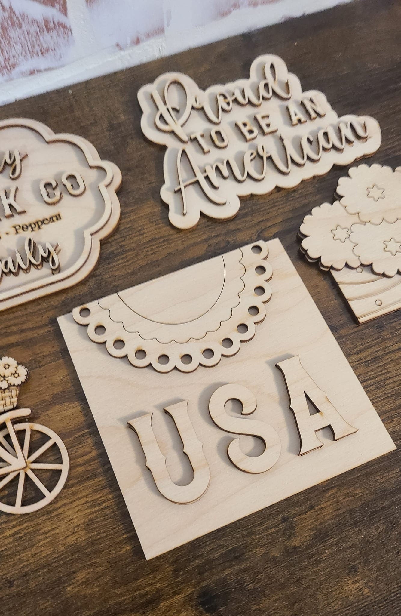 4th of July Tiered Tray DIY Decor, Patriotic Wood Craft Kit