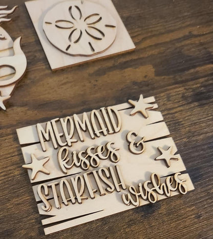 Mermaid Tiered Tray Signs, Summer Coastal Decor (DIY)