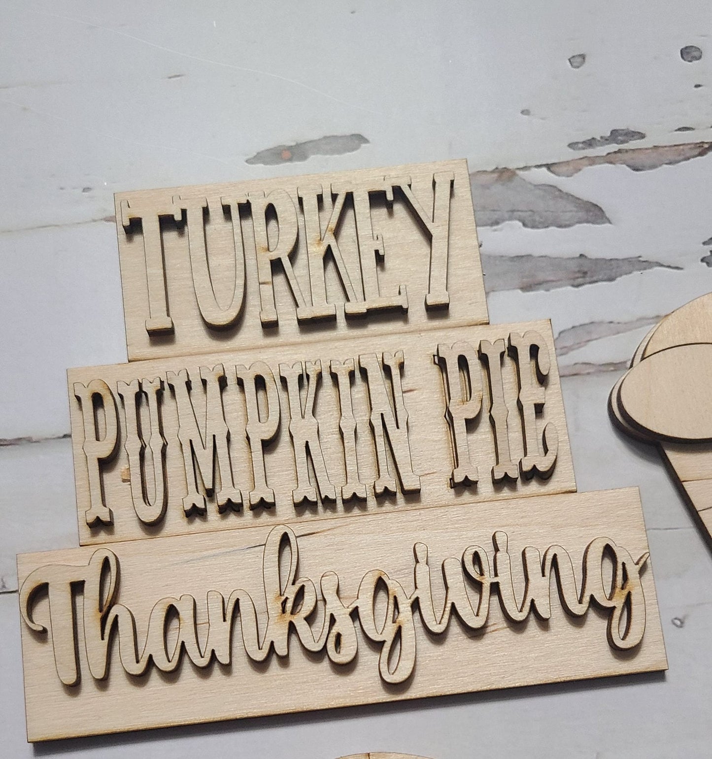 Unfinished Wood Thanksgiving Tiered Tray Decor DIY Kit