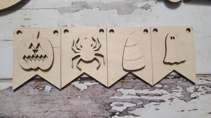 DIY Halloween Tiered Tray Blank - Trick or Treat Ghost, Halloween Car, EEK Spooky Halloween Sign, and Banner - LaserOnTheHill