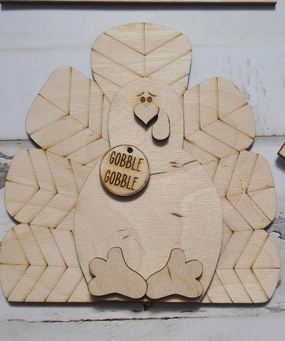 Unfinished Wood Thanksgiving Tiered Tray Decor DIY Kit