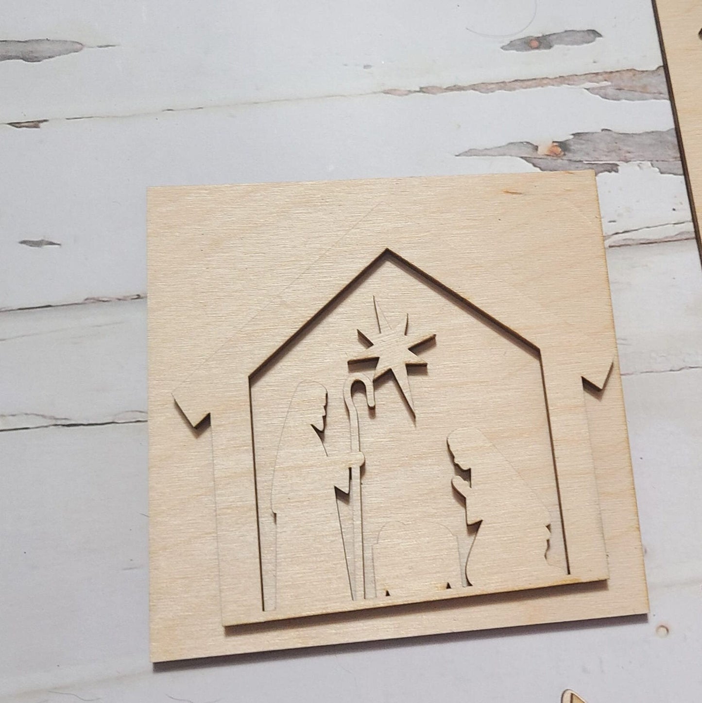 Christmas Tiered Tray Decor, DIY Wood Craft Kit, Nativity Scene