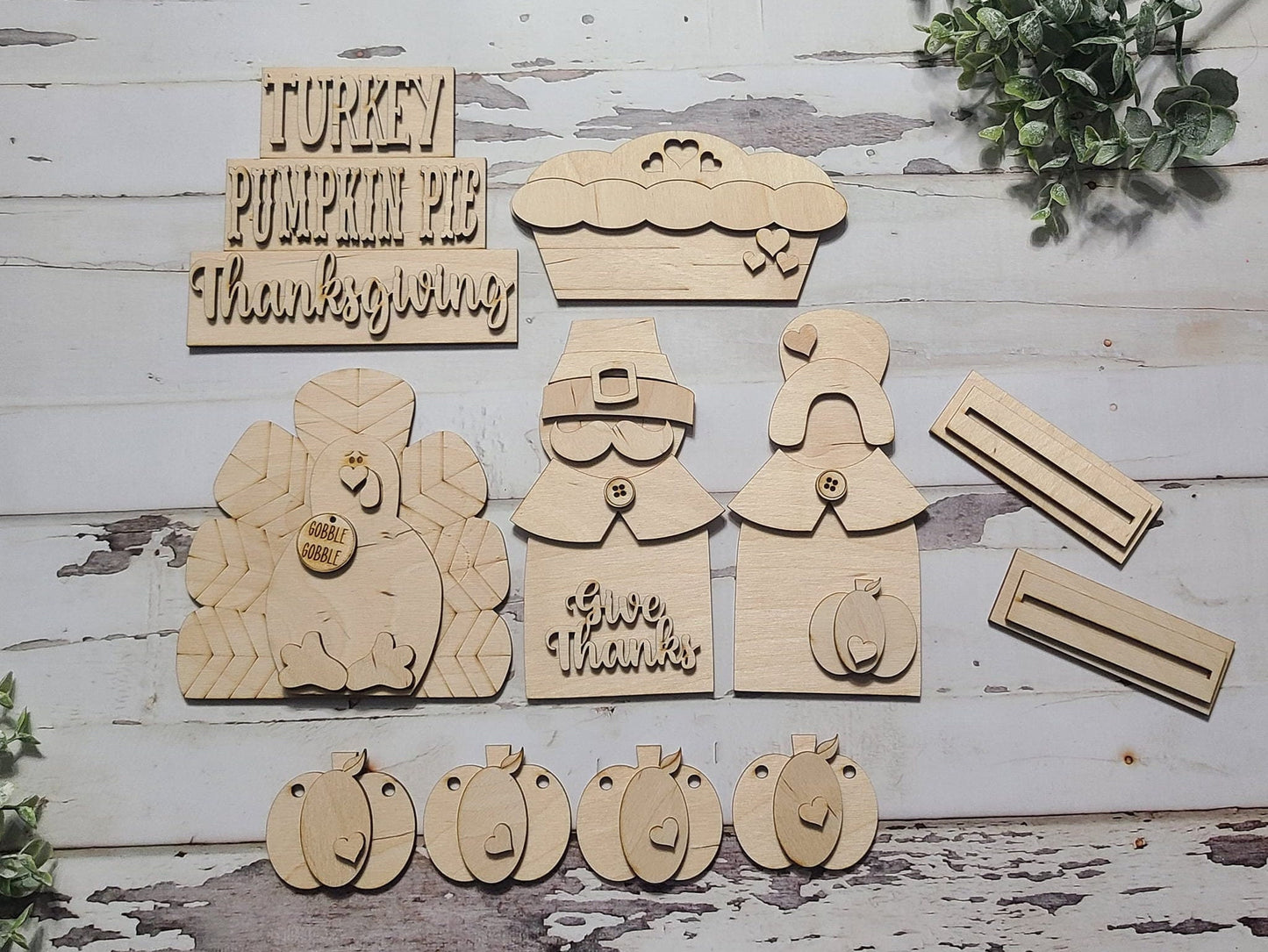 Unfinished Wood Thanksgiving Tiered Tray Decor DIY Kit