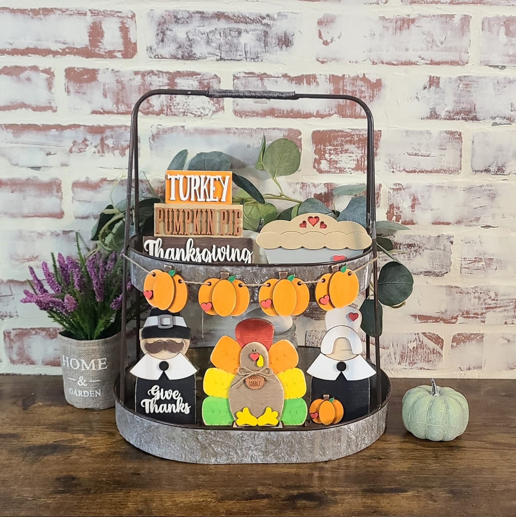 Unfinished Wood Thanksgiving Tiered Tray Decor DIY Kit