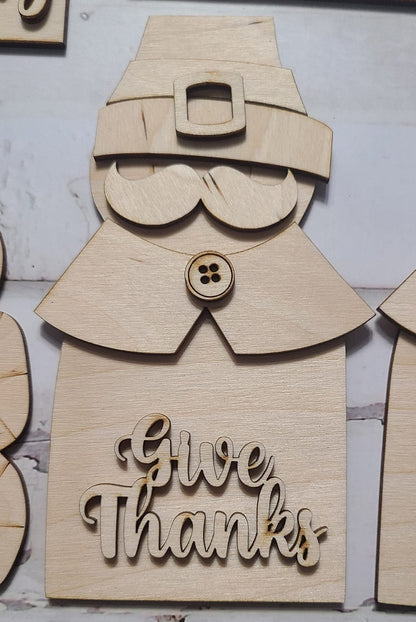 Unfinished Wood Thanksgiving Tiered Tray Decor DIY Kit