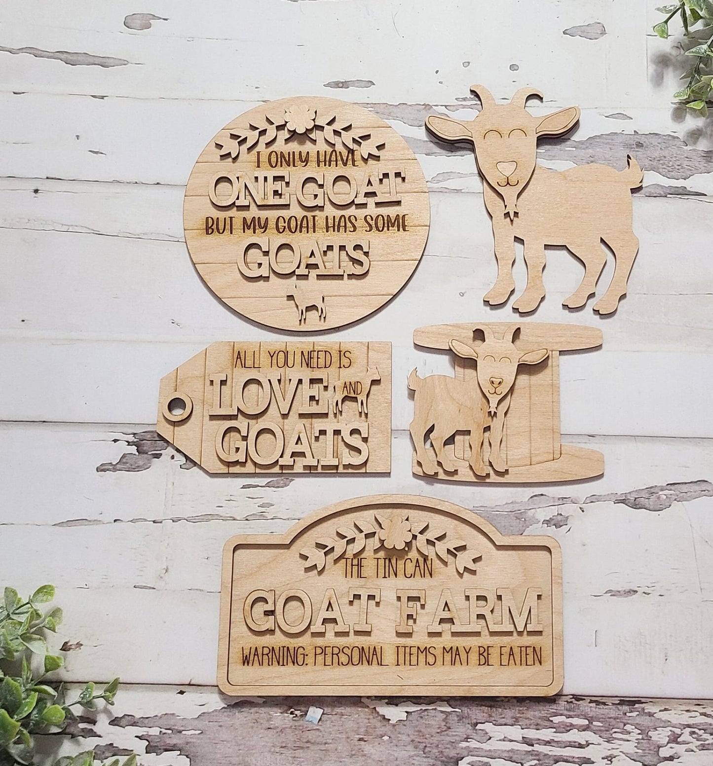 Goat tiered tray decor, Unfinished wood blanks, DIY farm decor, DIY tiered tray decor, Make your own tiered tray decor Goat farmer - LaserOnTheHill