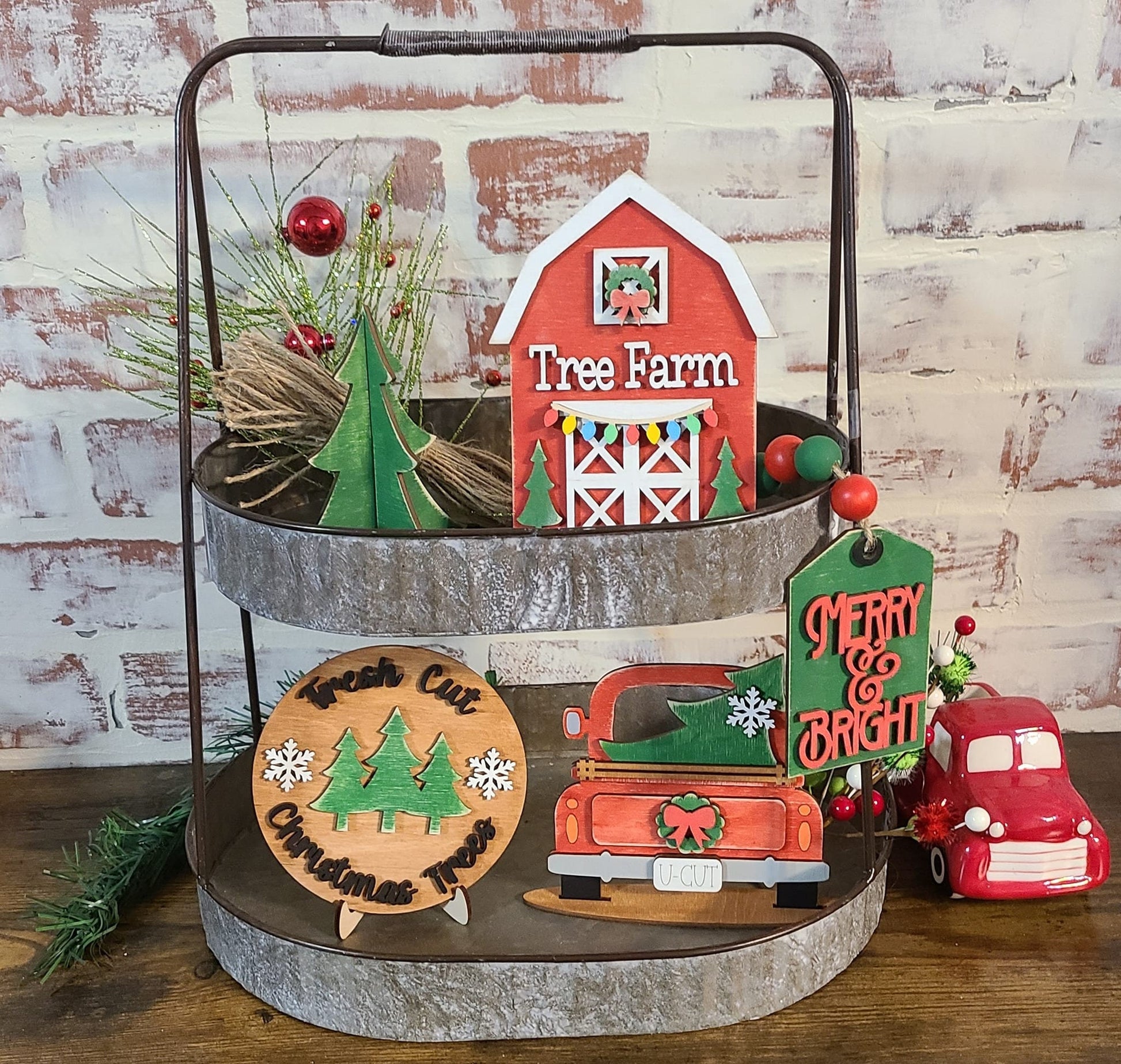 DIY Christmas Tiered Tray Decor, Unfinished Wood Craft Kit
