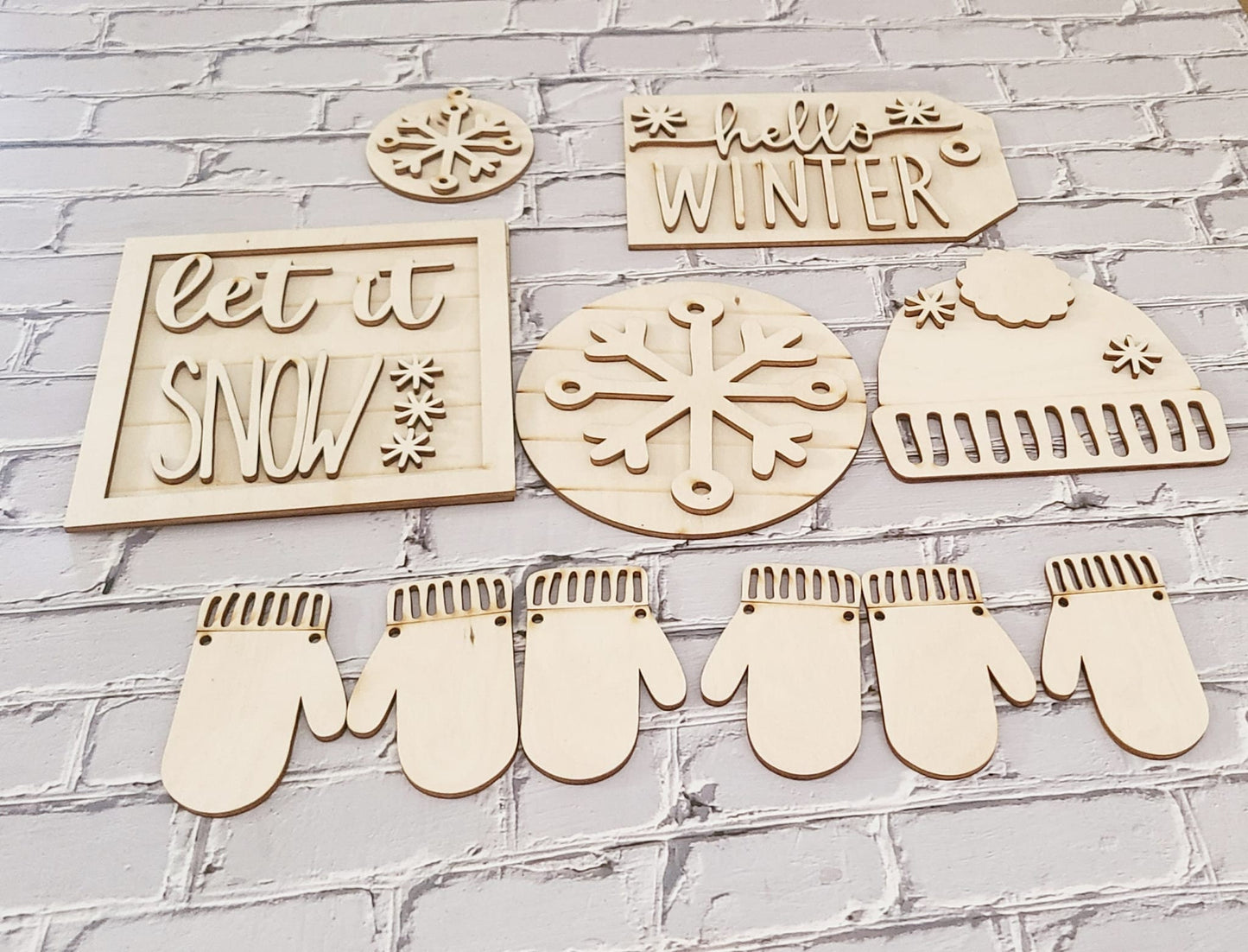 Winter tiered tray decor, Unfinished wood blanks, DIY Winter decor, DIY tiered tray decor, Make your own tiered tray decor